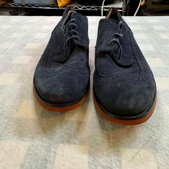 Stacy Adams Men Suede Wingtip Shoes Blue Size 11 M Synthetic Lining Rubber Sole - Picture 1 of 6